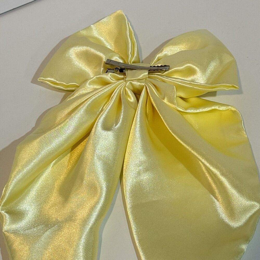 Large Satin Bow Barrettes Women Ribbon Hair Clips Hairpins for Styling Yellow - Picture 11 of 16